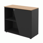 ARMOIRE BASSE HELYOS H 76 X L 90 CM TOP CHÊNE PORTE À DROITE CARBONE