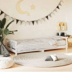 CADRE DE LIT POUR ENFANTS BLANC 80X200 CM BOIS DE PIN MASSIF