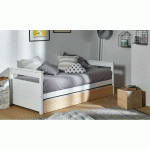 PACK LIT BANQUETTE GIGOGNE NUAGE + 2 MATELAS  BLANC ET BOIS 90X190 CM/OPT:MATELAS ARNO LATEX