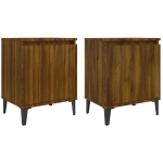 TABLES DE CHEVET ET PIEDS EN MÉTAL 2PCS CHÊNE MARRON 40X30X50CM