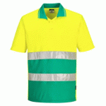 LOT DE 2 - PORTWEST S175 POLO CONTRASTÉ LÉGER HAUTE VISIBILITÉ M/C JAUNE/THÉAL - TAILLE XL
