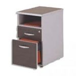 MT INTERNATIONAL CAISSON FIXE HAUTEUR BUREAU 2 TIROIRS DONT 1 POUR DS MIRAGE WENGÉ L43 X H73 X P60 CM
