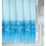RIDEAU DE DOUCHE - 240 X 180 CM - BLEU - POLYESTER - MOTIF DAUPHIN SPIRELLA