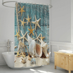 1 PC ÉTOILE DE MER COQUILLE OCÉAN RIDEAU DE DOUCHE DÉCOR DE BAIN 71 'X 71' ÉTANCHE