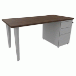 BUREAU EVIDENCE 160X80 NOYER CAISSON PORTEUR/PIED ALU - VINCO