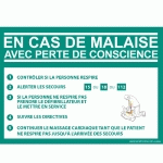 PANNEAU - CONSIGNE DÉFIBRILLATEUR EN CAS DE MALAISE - ISO 7010  - 300 X 420 MM - VINYLE - LOT DE 2
