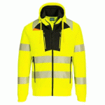 PORTWEST DX484 SWEAT À CAPUCHE ZIPPÉ HV DX4 JAUNE/NOIR - TAILLE L