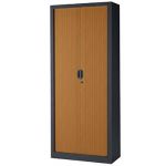 ARMOIRE MÉTAL CONFORT - A RIDEAUX - H. 198 X L. 80  CM - CORPS ANTHRACITE - RIDEAUX POIRIER