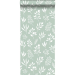 PAPIER PEINT FLEURS AU STYLE SCANDINAVE - 0,53 X 10,05 M DE ESTAHOME VERT MENTHE