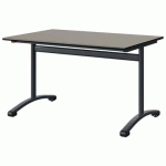 TABLE MALIBU 120X80 T5 DL STR ANTIB GRIS U727/NOIR GRIS 7016