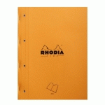 RHODIA SIDE BLOC AGRAFÉ CÔTÉ A4+ 22,3X29,7 CM 80 FEUILLETS PETITS CARREAUX 5X5 MPRF + PERFORATION 4 TROUS 80G - ORANGE - LOT DE 5