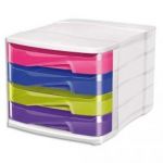CEP MODULE DE CLASSEMENT TONIC EN POLYSTYRÈNE. 4 TIROIRS ASSORTIS : ROSE, BLEU, LILAS, ANIS