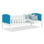 LIT ENFANT TOM 90X190 BLANC - BLEU LIVRÉ AVEC SOMMIERS - BLANC - BLEU