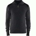 SWEAT EN LAINE COL ZIPPÉ GRIS FONCÉ/NOIR TAILLE S - BLAKLADER