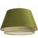 BPS KONCEPT - SUSPENSION EXTÉRIEUR EN TISSU VELOURS VERT AVEC ROTIN NATUREL, INTÉRIEUR CRÈME - VERT PRAIRIE, CRÈME - VERT PRAIRIE, CRÈME