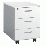 CCAISSON MOBILE BOIS SQUADRA CAISSON GRIS ALUMINIUM 3 TIROIRS BLANC