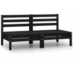 VIDAXL - CANAP� � 2 PLACES DE JARDIN NOIR BOIS DE PIN SOLIDE