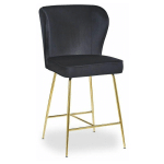 PARIS PRIX - CHAISE DE BAR VELOURS DESIGN ELSA 100CM NOIR