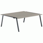 TABLE RÉUNION GARY 180 X 160 CM PIED ANTHRACITE PLATEAU CHÊNE GRIS - MBA