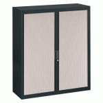 ARMOIRE À RIDEAUX NOIR/CHÊNE GRIS DÉMONTABLE BRUNEAU 136 X 120 CM