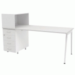 BUREAU HOME OFFICE + RGMT GAUCHE L.140 CM BLANC/BLANC ARA - QUADRIFOGLIO