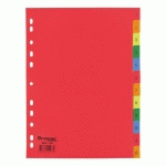 LOT DE 2 - INTERCALAIRE A4 POLYPROPYLÈNE COLORÉ BRUNEAU 12 ONGLETS NUMÉRIQUES MULTICOLORES - 1 JEU