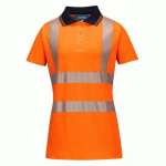 LOT DE 2 - PORTWEST LW72 POLO LADIES PRO ORANGE/NOIR - TAILLE L