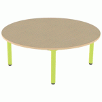 TABLE CARÉLIE ROND Ø120 T1 STR POLY. HÊTRE MIEL BEIG/VERT AC - MOBIDECOR