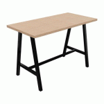 TABLE HAUTE SYNERGY L 160 X P 80 X H 107 CM PIED MÉTAL NOIR PLATEAU CHÊNE CLAIR