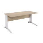 BUREAU DROIT BIOSPACE 2 - L. 120 X P. 80 CM - PLATEAU CHÊNE - PIEDS L BLANC - EMBASE 'BLANCHE'