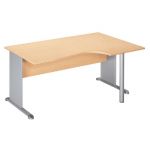 BUREAU COMPACT RETOUR À DROITE PRONTO HÊTRE - L. 160 X P. 100 CM - PLATEAU HÊTRE - PIEDS L ALUMINIUM