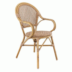 FAUTEUIL EXTÉRIEUR- ALU- TRESSAGEPE ROTIN NOISETTE- ROCHELLE