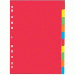 LOT DE 12 - INTERCALAIRES EN CARTON, A4, 10 TOUCHES, 5 COULEURS