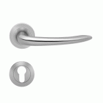 POIGNÉES DE PORTE SUR ROSACES RONDES SÉRIE ER19 JERSEY - INOX SATINÉ -CLÉ I KARCHER DESIGN
