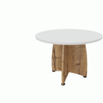 TABLE RONDE DIAM. 100CM PIED CROIX BLANC TIMBER ENSEMBLE