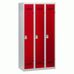 VESTIAIRE 3 COLONNES COLOR MONOBLOC INDUSTRIE PROPRE ROUGE