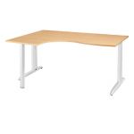 BUREAU COMPACT RETOUR À GAUCHE ACTUAL - L. 160 X P. 120 CM - PLATEAU CHÊNE  - PIEDS L BLANC