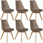 MEDALINE - LOT DE 6 CHAISES SCANDINAVES TAUPE - TAUPE