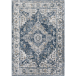 TAPIS DE SALON À POILS COURTS ET DOUX TAPIS PERSAN VINTAGE ORIENTAL BLEU ET GRIS 160 X 220 CM - SURYA