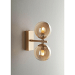 LUCEAMBIENTEDESIGN - APPLIQUE MURALE TWIN GLOBE, LAITON SATINÉ AVEC DIFFUSEURS CHAMPAGNE, G9 - FAN EUROPE