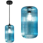 G.E.A.LUCE - GEA LUCE SUSPENSION EN VERRE BLANC RAIKA VG B1 E27 PLAFONNIER MODERNE LED, COULEUR BLEU