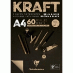 KRAFT BI-FACE BLOC COLLÉ 60F A4 90G - MARRON/NOIR - LOT DE 5