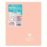 LOT DE 10 - CAHIER PIQUÉ KOVERBOOK BLUSH 17X22CM 96 PAGES GRANDS CARREAUX COUVERTURE POLYPROPYLÈNE OPAQUE BICOLORE - CORAIL/BLEU GIVRÉ