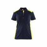 POLO DE TRAVAIL FEMME EN COTON 3390 - BLEU MARINE FONCÉ ET JAUNE FLUO - XXL BLAKLADER
