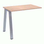 RETOUR DE BUREAU ECLA MANAGER L 100 X P 60 CM CHÊNE CLAIR PIÉTEMENT MÉTAL FINITION ALUMINIUM