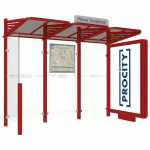 ABRI BUS CONVIVIALE 3 M CAISSON BARDAGE GAUCHE ROUGE 3004 - PROCITY