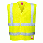 LOT DE 2 - PORTWEST FR71 GILET HV ANTISTATIQUE ET FLAMME RÉSISTANT JAUNE - TAILLE L/XL