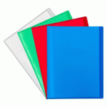 LOT DE 8 - PROTÈGE-DOCUMENTS POLYPROPYLÈNE TRANSLUCIDE A4 50 POCHETTES -100 VUES - COULEURS ASSORTIES