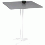 TABLE ROXANE PIÈTEMENT 2 TUBES 60 X 60 CM GRIS CENDRÉ/ BLANC