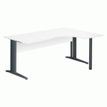 BUREAU COMPACT EXCELLENS L180 CM BLANC RETOUR À DROITE PIÉTEMENT 